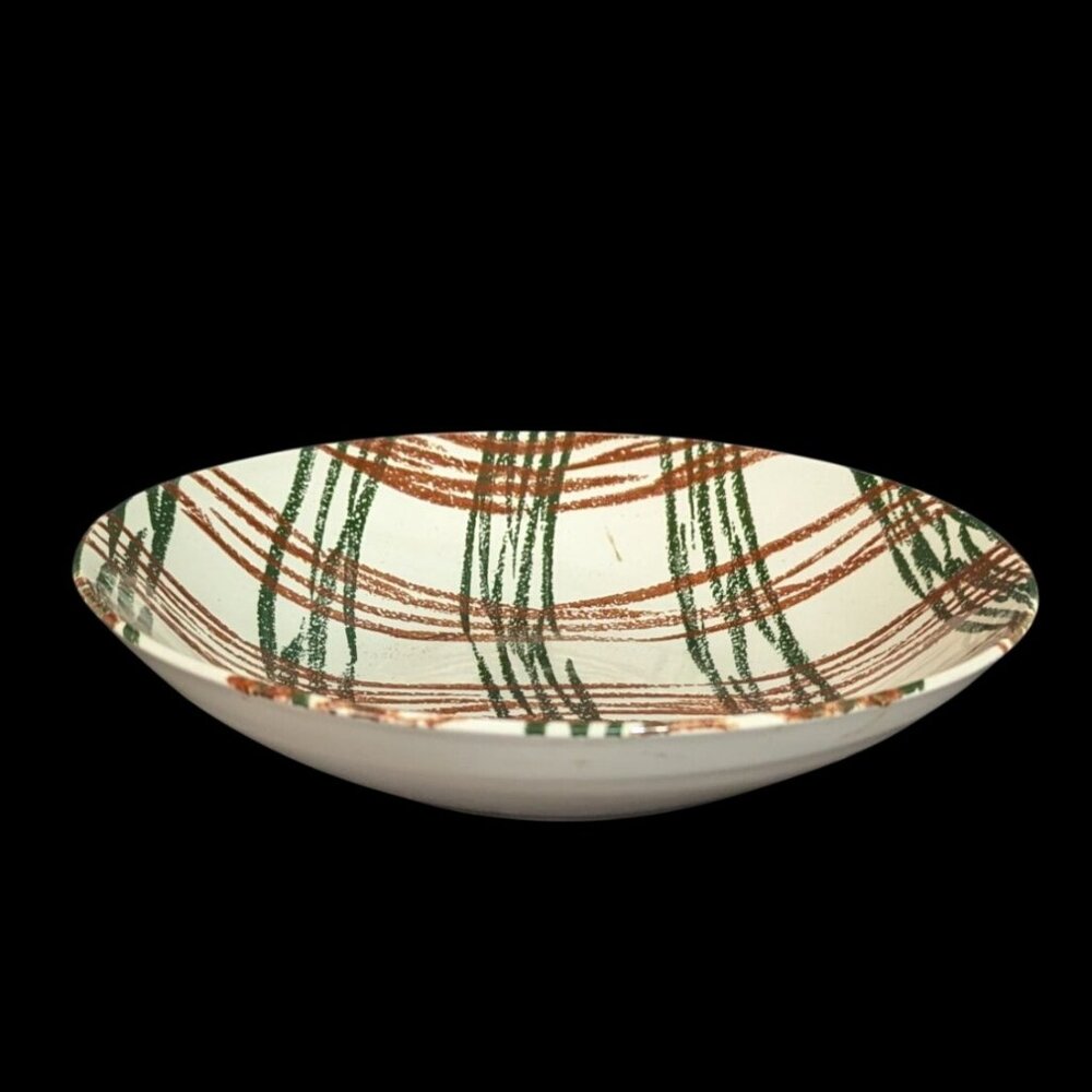 The Oxford USA Annie Laurie Underglaze 8-Inch Plaid Ceramic Serving Bowl Vintage